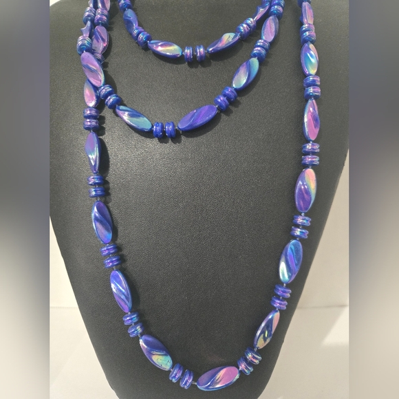 VINTAGE LONG STRANDED NECKLACE MULTICOLOR - Picture 3 of 8